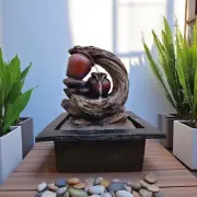 27cm Polyresin Water Fountain, Tabletop Indoor/Water Feature with LED Light