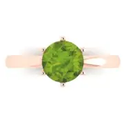 1.5 Round Cut Natural Peridot Wedding Bridal Promise Ring Solid 14k Rose Gold