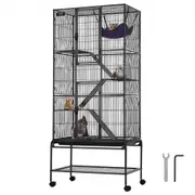 VEVOR 69" Metal Small Animal Cage 4-Tier Rolling Ferret Cage with Tray 3 Ramps