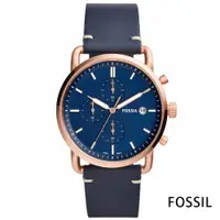 在飛比找ETMall東森購物網優惠-FOSSIL RUNWAY簡約三眼時尚皮革腕錶-藍x44mm