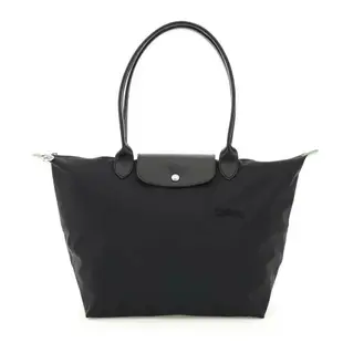 LONGCHAMP LE PLIAGE GREEN系列刺繡LOGO再生尼龍折疊長把肩背水餃包(大款/多色任選)