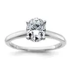 14K Solid White Gold 1 Oval Moissanite Solitaire Engagement Ring