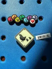 GITD Chicken Crossing Authentic Jibbitz Shoe Charm for Crocs. 1st Gen Rare! New!
