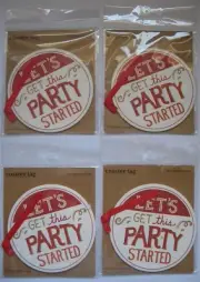 Four Birthday Gift Tags 4 Coasters Let's Get This Party Started New