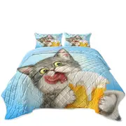 Funny Cats Art Crazy for Beer Grey Kitten Coverlet