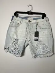 NEW!!!! One Teaspoon Brando Stevies Shorts Light Wash High Waist Classic Sz 26