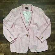 NWT Talbots Aberdeen Linen Blend Pink PinStriped Dotted Blazer Jacket 24W Career