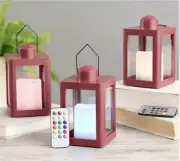 Home Reflections S/3 Mini Lanterns with Remote & Gift Boxes Red