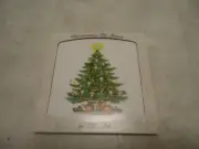 Christmas Tree White Background Decorative Ceramic Tile Trivet by Tile Art 8” Sq