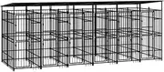 Outdoor Dog Kennel with Roof Steel 11.06 m²,Dog Kennels & Runs 306.9KG-3097951