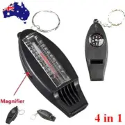 4-in-1 Loud Whistle Compass Outdoor Survival Whistle Magnifier Thermometer