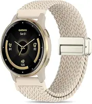 EverAct 18mm Magnetic Braided Watch Band Compatible with Garmin Venu 3S 41 mm/Venu 2S/Vivoactive 4S/Vivomove 3S/Forerunner 265S/Forerunner 255S,Quick Release Nylon Soft Sport Stretchy Strap for Women