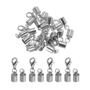 10Pcs Cord End Caps, 5.5mm End Caps Barrel Beads Kumihimo Iron (Dark Silver)