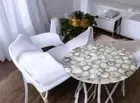 Round White Agate Gemstone Center Sofa Coffee Table Handmade Console Decors