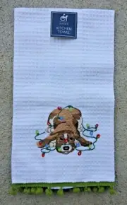 C and F Home Dog Tangled in Christmas Lights Cotton Kitchen Towel 67843 NEW