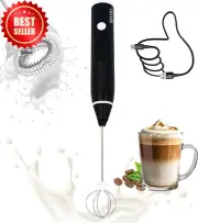 Rechargeable Milk Frother, Double Whisk Stainless Steel Foam Maker Coffee, Latte