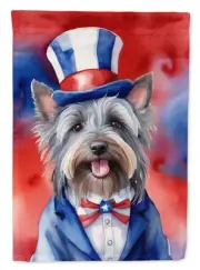 Skye Terrier Patriotic American House Flag Large Porch Sleeve Pole Decorative