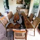 Custom Order Walnut Epoxy Table, Resin Live Edge Dinner ,Walnut Kitchen Table