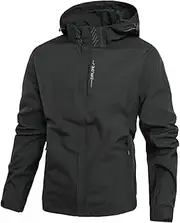 [Lewey] Men's Lightweight Waterproof Rain Jacket,Hooded Shell Outdoor Raincoat Hiking Windbreaker Jacket Coat