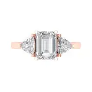 3 Emerald Cut Trillion 3stone Moissanite Promise Bridal Ring 14k Rose Gold