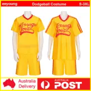 Adult Dodgeball Movie Average Joe's Costume Yellow Sports Jersey Shorts Set