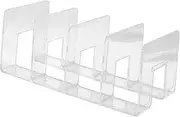 HOODANCOS Divided Desktop Storage Rack Transparent Document Organizer for Office Compartment Folder Holder for Desk Stylish Office Decor and Efficient Document Storage