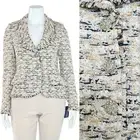 *SPARKLY!* NWT St John Couture $1795 Fringe Trimmed Jacket in Cream Multi sz 8