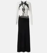 [Christopher Esber] Christopher Esber Lace-trimmed cutout maxi dress AU 4 white