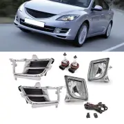 Fog Lights Lamp w/Bulbs For Mazda 6 2008-2012 Wiring Chrome Cover Harness Switch