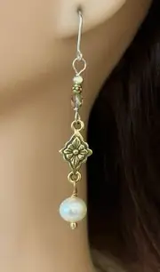 Freshwater Pearl Bronze Golden Earrings Sundance Treasures Lever-back Ear wires