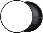 Round Wooden Bathroom Mirror Cabinet, Cosmetic Makeup Mirror with 2 in 1 Mirror Cabinet, Fashion and Simplicity, Mirror Cabinet for Living Room, Bathroom, Hair Salon, etc.,Black,50cm