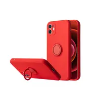 ZUSLAB iPhone 12 Mini 5G Case Silicone Stand Magnetic Finger Ring Kickstand Bumper Protective Cover for Apple - Red
