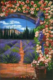 Tile Mural Backsplash Ceramic Agudelo Provence Lavender Art FAA018