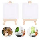 6 Sets Mini Canvas Easel Stand Wooden Toddler Painting Panel for Water Color