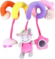 BRIGHTFUFU 1PC Multifunctional Pram Hanging Rattles with Ringing Bell Soft Spiral Design for Strollers and Car Seats and Lightweight for Exploration and Play