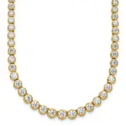 14k Yellow Gold 7 Ct. Lab Grown Diamond VS/SI+ G+ 16 inch with a 2 inch extension Graduated Bezel Set Tennis Necklace