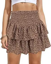 [Vigorics] Women's High Waist Ruffle Mini Skirt Cute Tiered Short Skirt with Shorts Underneath
