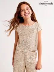 Abercrombie & Fitch Gold Sequin Occasion Sleeveless Cropped Top (AL7493) | $52 - $55