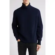 BOSS Evento Recycled Wool Turtleneck Sweater in Dark Blue at Nordstrom, Size X-Large