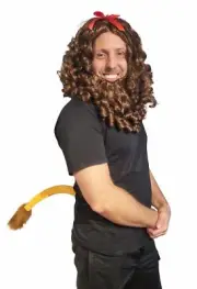 Lion Wig Cowardly Costume - Full Lion Mane with Beard