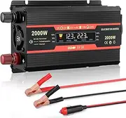 Nastopee Voltage Converter 12 V 230 V, Inverter 2000 W, with Alligator Clip, Cigarette Lighter Plug, 1 AC Socket & 2 USB Ports, Power Inverter for Car