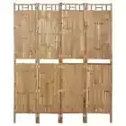 4 Panel Room Divider Bamboo 160x180 cm