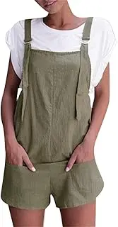 [Generic] Tropical Jumpsuit Women's Jumpsuits Rompers for Women Summer Comfortable Casual Suspender Shorts Solid Color Overalls with Pockets Pants Baggy Denim Jumpsuits for Women