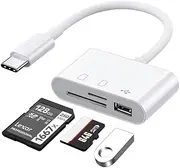 USB-C SD/TF/USB 2.0 Memory Card Reader for iPhone 16 Pro Max Plus, 3 in 1 USB C Adapter for Samsung Galaxy S25/S24/S23, Android, Camera, PC, Laptop