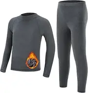 [Runhit] Boys Thermal Underwear Set Youth Kids Long Johns Boy Base Layer Soft Thermal Pants Fleece Lined Long Sleeve Shirt