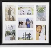 [ARPAN] Multi Aperture MDF Picture Frame-Holds 7 Photos 6"x4", Black, W40.5 x H35.2cms