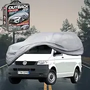 Silver Shield Outdoor Car Cover for Volkswagen Multivan People Mover 2003-2015 (T5) XL (New) - Zipper Door & Elastic Hem - UV Protection - Universal Fit - Water & Scratch Proof - Grey