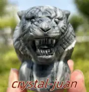 2.3" Natural Tai Chi Ston Tiger Skull Carved quartz Crystal Skull Reiki Heal 1pc