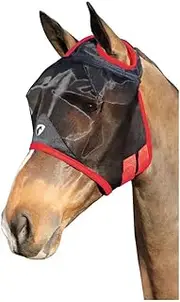 Hy BHB Equestrian Mesh Half Mask Without Ears (UK Size: X Full) (Black/Red)
