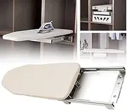 Ironing Board Wooden Folding Ironing Board Rotatable 90° Drawer Ironing Platform with Heat-Resistant Cover for Space Saving Foldable Ironing Station,Beige-80 * 30 * 15cm